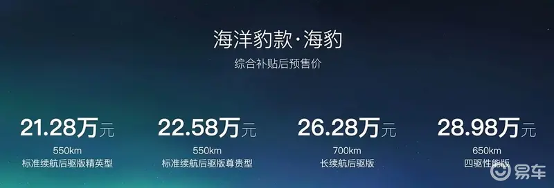 預售21.28萬元起 比亞迪海豹正式開啟預售
